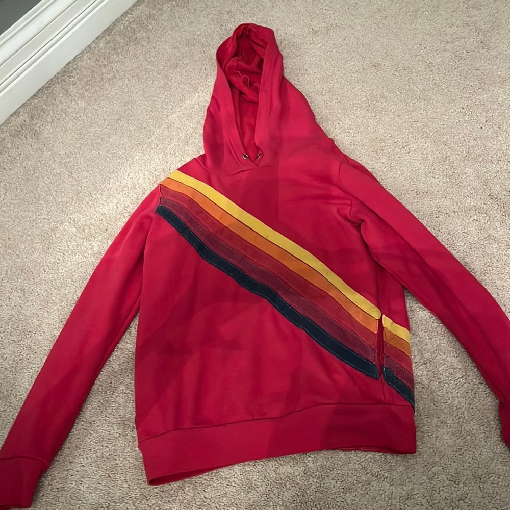 Pink aviator nation rainbow stripe sweatshirt. Kids size 12💞